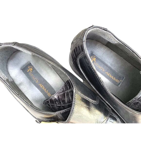 Mens Stacy Adams Alligator Croc Black Leather Monk-Strap Loafer Sz 9m 23588-01 - Picture 4 of 6